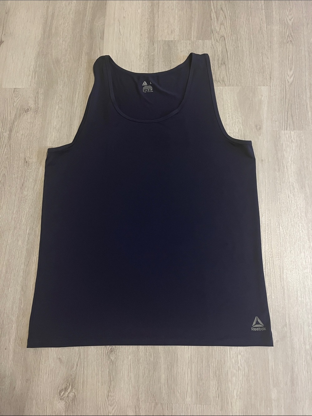 Reebok Navy Performance Athletic Tank with Reflective Logo